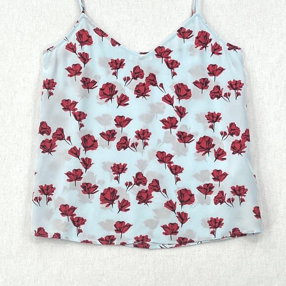 EQUIPMENT Layla Floral Print Silk Cami Tank Womens XS Blue Red Spaghetti Strap - Picture 11 of 16